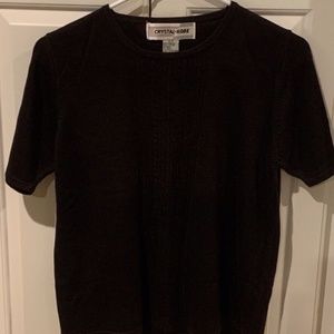 Crystal-Kobe Short-Sleeve Cable Knit Shirt/Sweater - Acrylic/Cotton - Size S/P